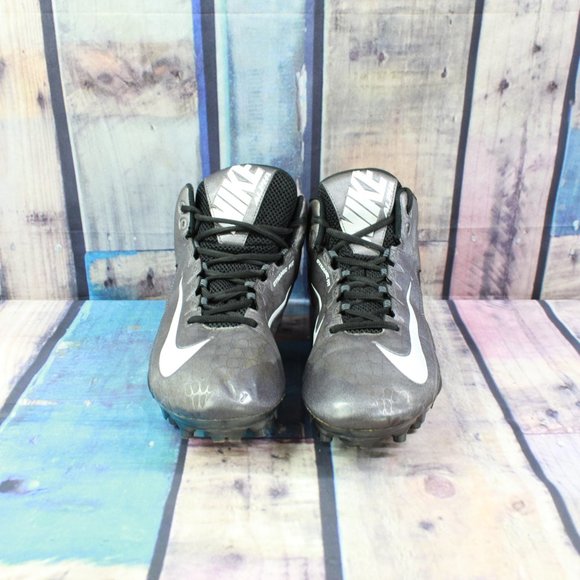 Nike Alpha Strike 2 Gray Black Leather Lace-up Football Cleats Size 14 - Picture 5 of 9